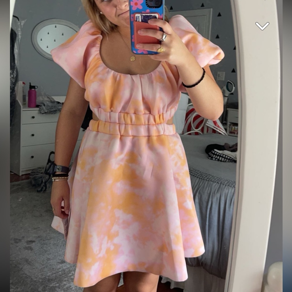 ASOS puff sleeve open back dress